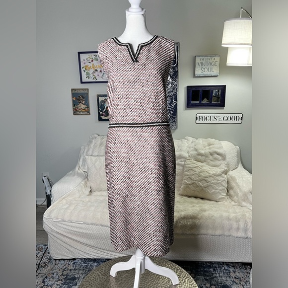 Talbots Darling Fall/Winter Tweed Split-Neck Sheath Dress - Picture 3 of 11